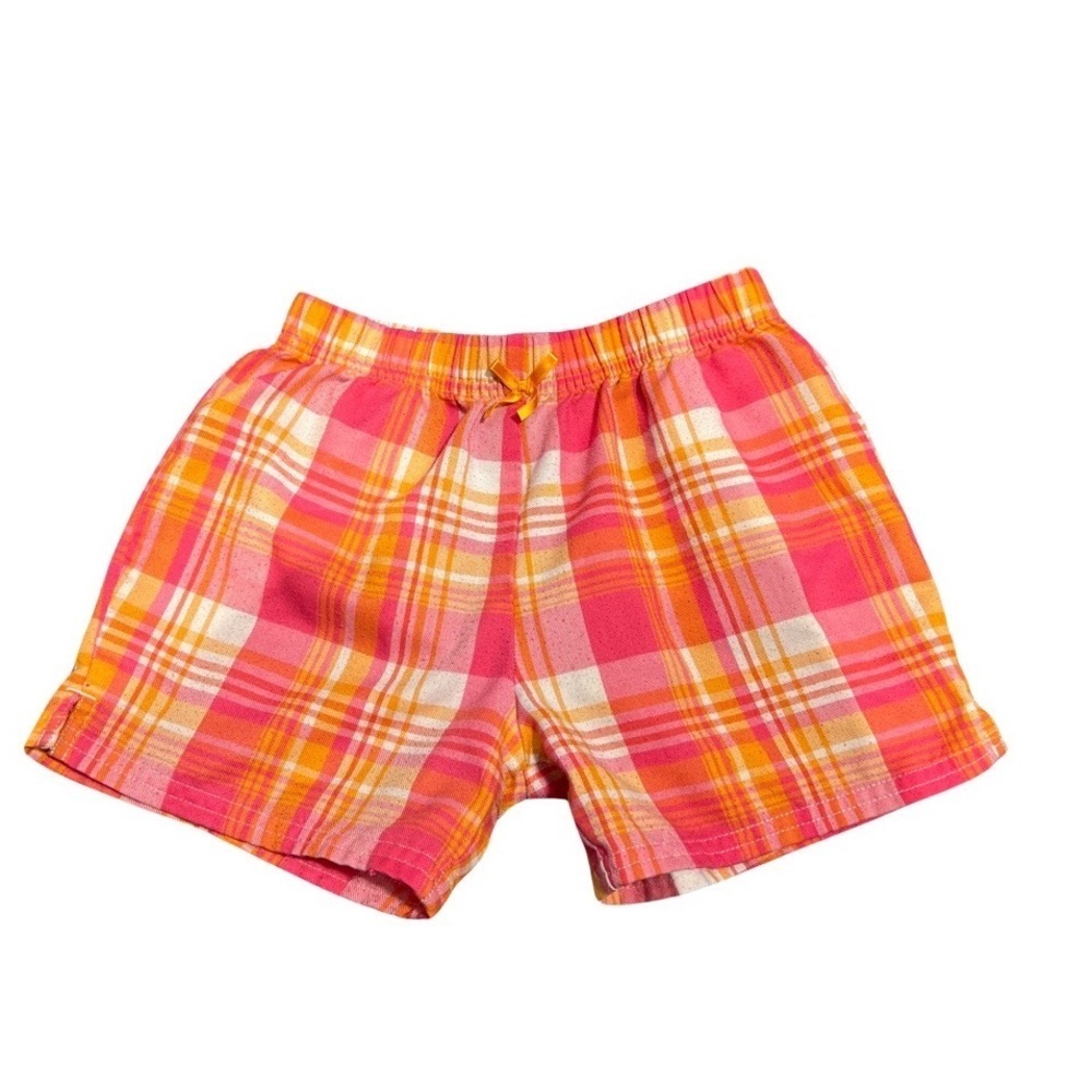Carters Girks Pajama Shorts pink and orange plaid